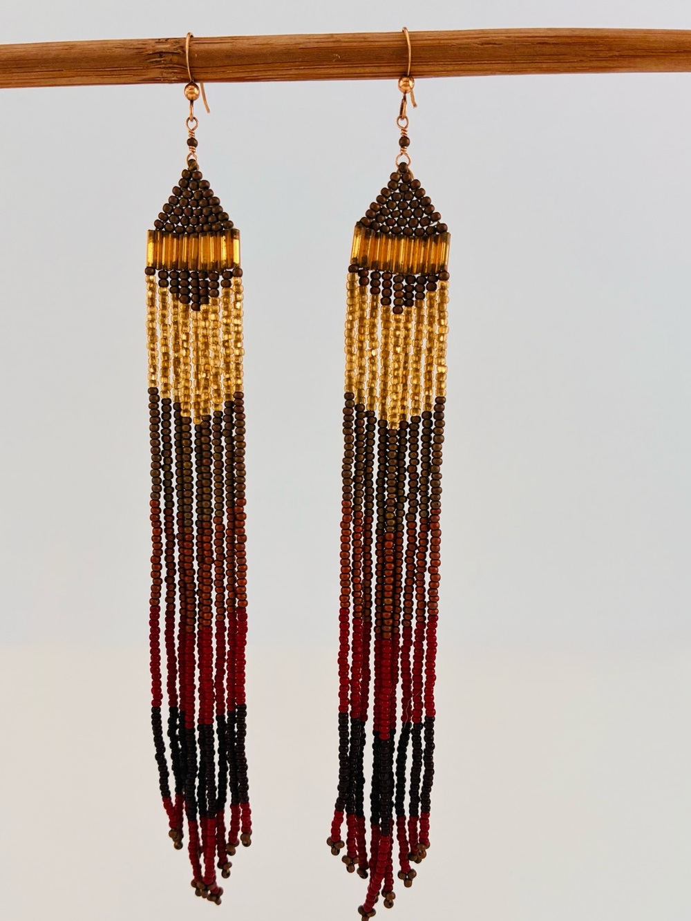 Handmade Seed Bead Fringe Earrings